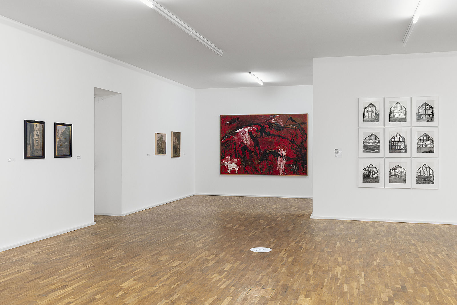 <p>Exhibition view, Shortcuts, works by Wilhelm Scheiner, Giorgio Morandi, Emil Schumacher, Bernd und Hilla Becher, Collection Siegerlandmuseum, Oberes Schloss, Siegen and collections MGKSiegen, © VG Bild-Kunst, Bonn 2024 for Morandi and Schumacher, photo: Philipp Ottendörfer</p>