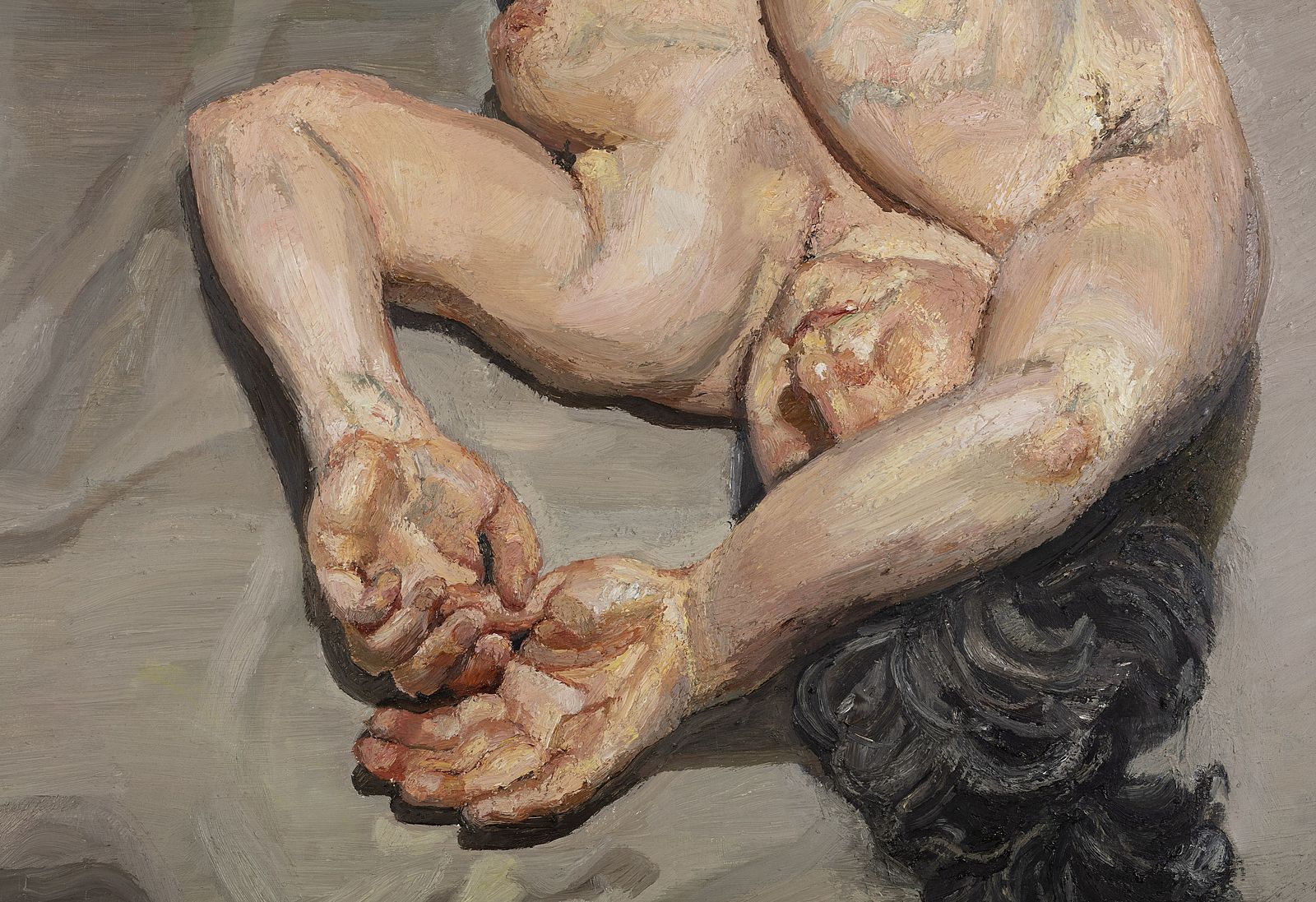 <p>Lucian Freud, Woman Holding her Thumb, 1992, Detail, The Lambrecht-Schadeberg Collection, © The Estate of Lucian Freud/Bridgeman Images, Photo: Philipp Ottendörfer</p>
