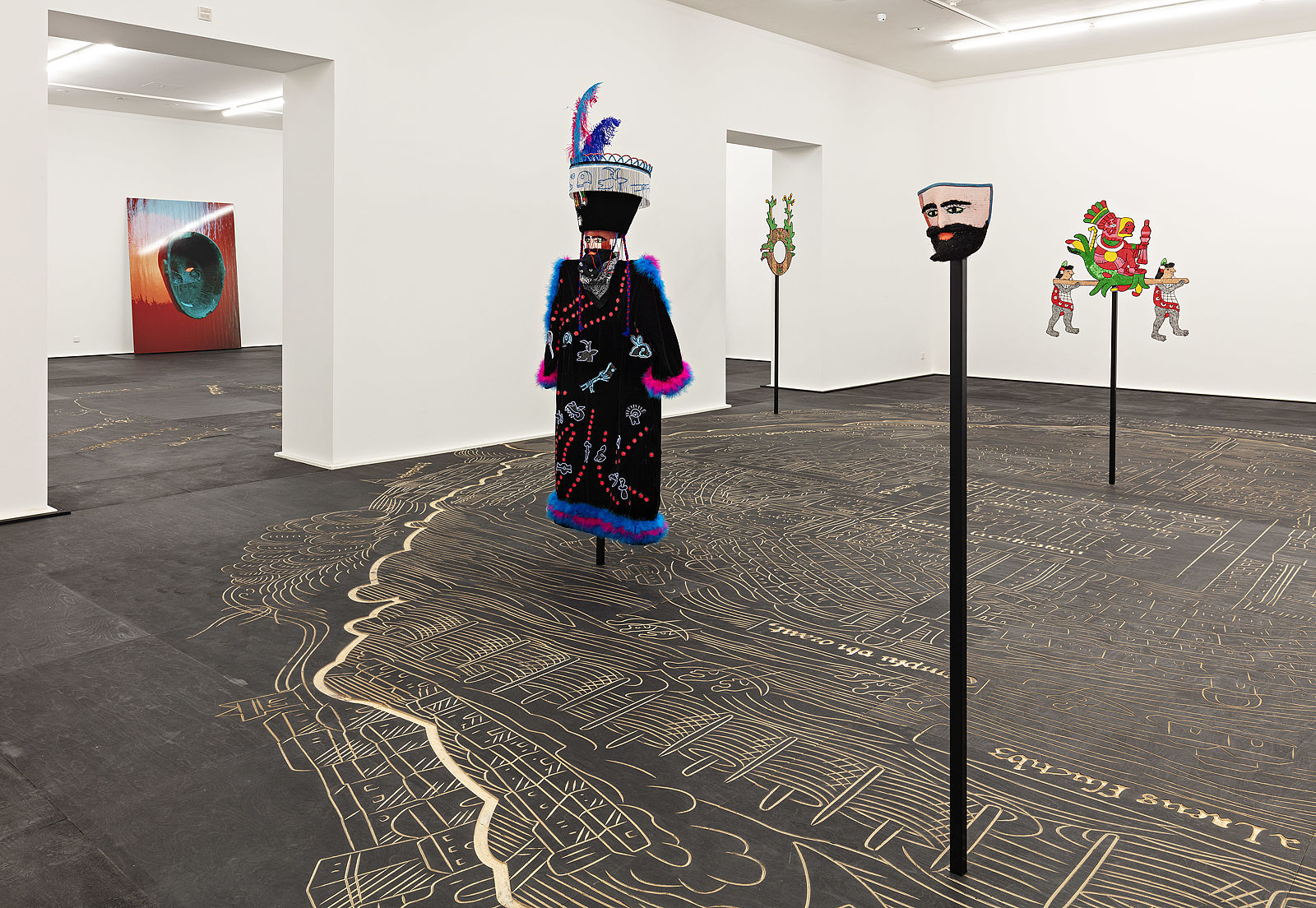<p>Mariana Castillo Deball, No acabaran mis flores, 2013, Nuremberg Map of Tenochtitlan, 2013, Untitled, 2014, Untitled, 2014, Ausstellungsansicht, MGKSiegen, Courtesy die Künstlerin, Foto: Philipp Ottendörfer</p>