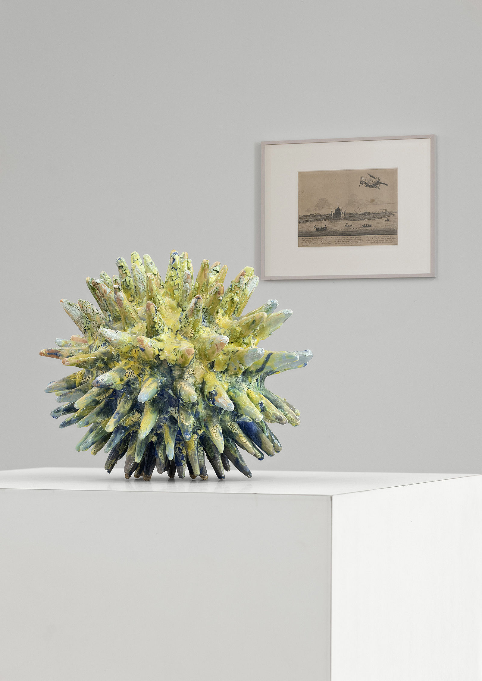 <p>MGKSiegen, Not Done Yet, Colonial Continuities, Work by Anina Major, Yellow Lichen Loci, 2018, Courtesy the artist and Gaa-Gallery Köln/New York, Work by Hugo Allart, View of Boa Vista, Johann Moritz's country estate “Boa Vista” outside Moritzstadt, around 1650, Collection Siegerland Museum, Siegen, Photo:&nbsp;Philipp Ottendörfer</p>
