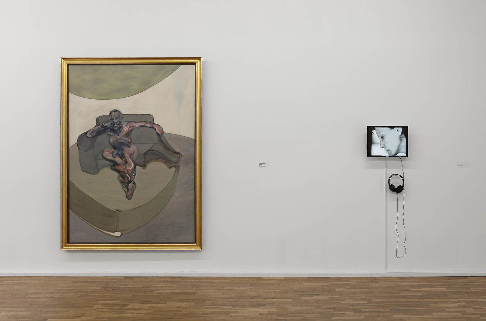 <p>Our Present, Exhibition view, MGKSiegen, Work by Francis Bacon, Study for Portrait, 1962, © The Estate of Francis Bacon/VG Bild-Kunst, Bonn 2020, Work by Joan Jonas, Vertical Roll, 1972, © VG Bild-Kunst, Bonn 2020, Photo: Philipp Ottendörfer</p>