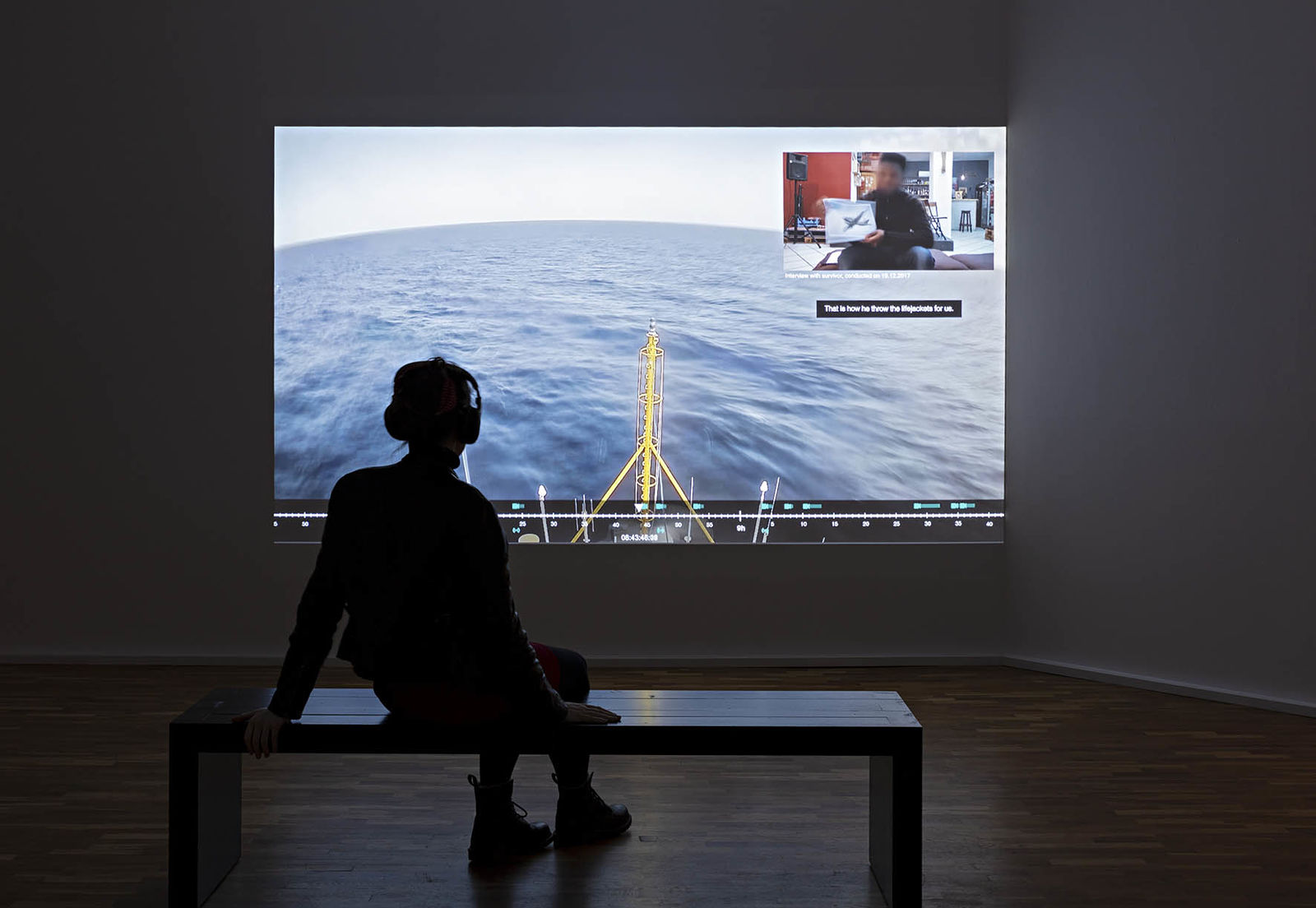 <p>Our Present, Exhibition view, MGKSiegen, Forensic Oceanography/Forensic Architecture, The Crime of Rescue – The Iuventa Case 2018, Courtesy the artists, Photo: Philipp Ottendörfer</p>