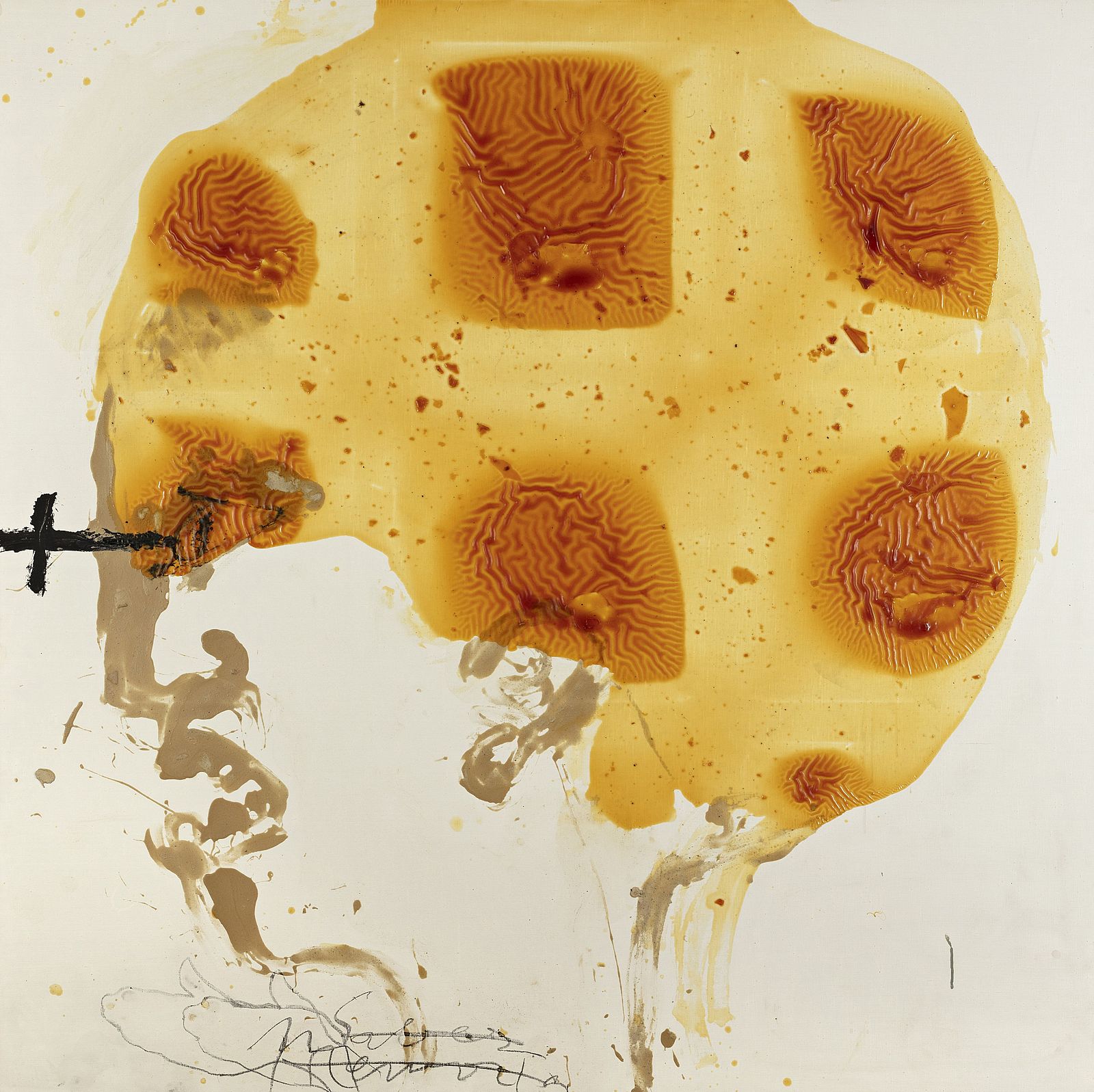 <p>Antoni Tàpies, Cap i vernís, 1990, The Lambrecht-Schadeberg Collection, © Comissió Tàpies/VG Bild-Kunst, Bonn 2022, Photo: Philipp Ottendörfer</p>
