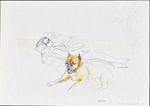 Die Nachbarin mit Hund